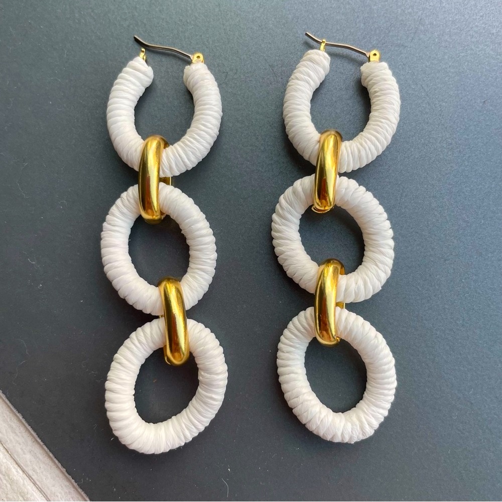 J.Crew Cotton raffia-wrapped chain earrings - Picture 11 of 13